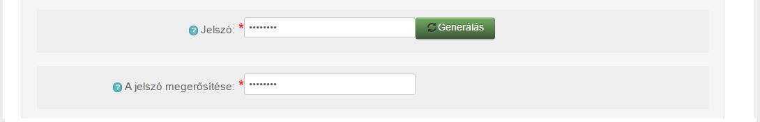 adminisztrációs felület jelszó generálás
