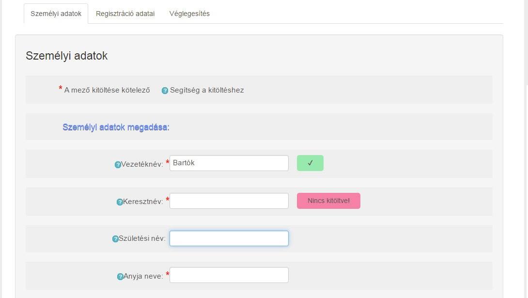 mező helyességének ellenőrzésre