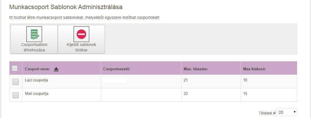 kijelölt csoport törlése